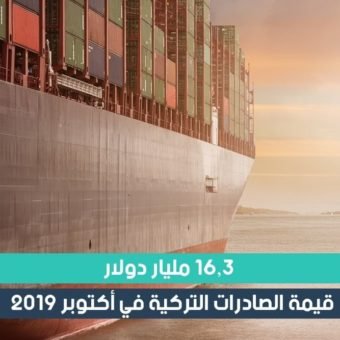 16.3 مليار دولار قيمة الصادرات التركية في 2019