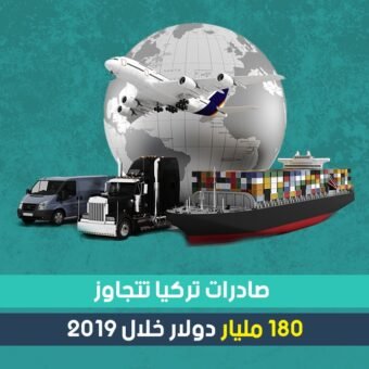 صادرات تركيا تتجاوز 180 مليار دولار خلال 2019